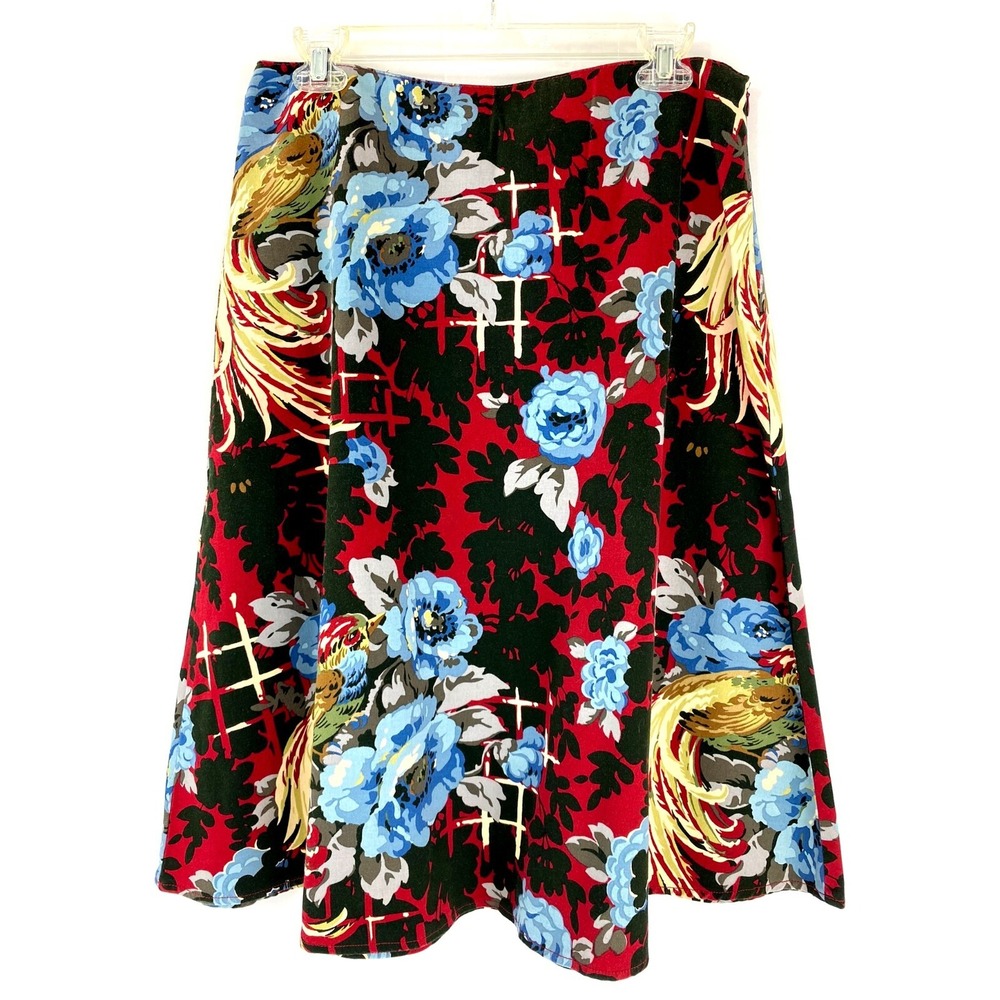 Live A Little Flare Skirt Womens 10 Boho Midi Stretch Cotton Thick Fabric Floral